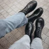 Mens Leather Black Boots Casual Boots