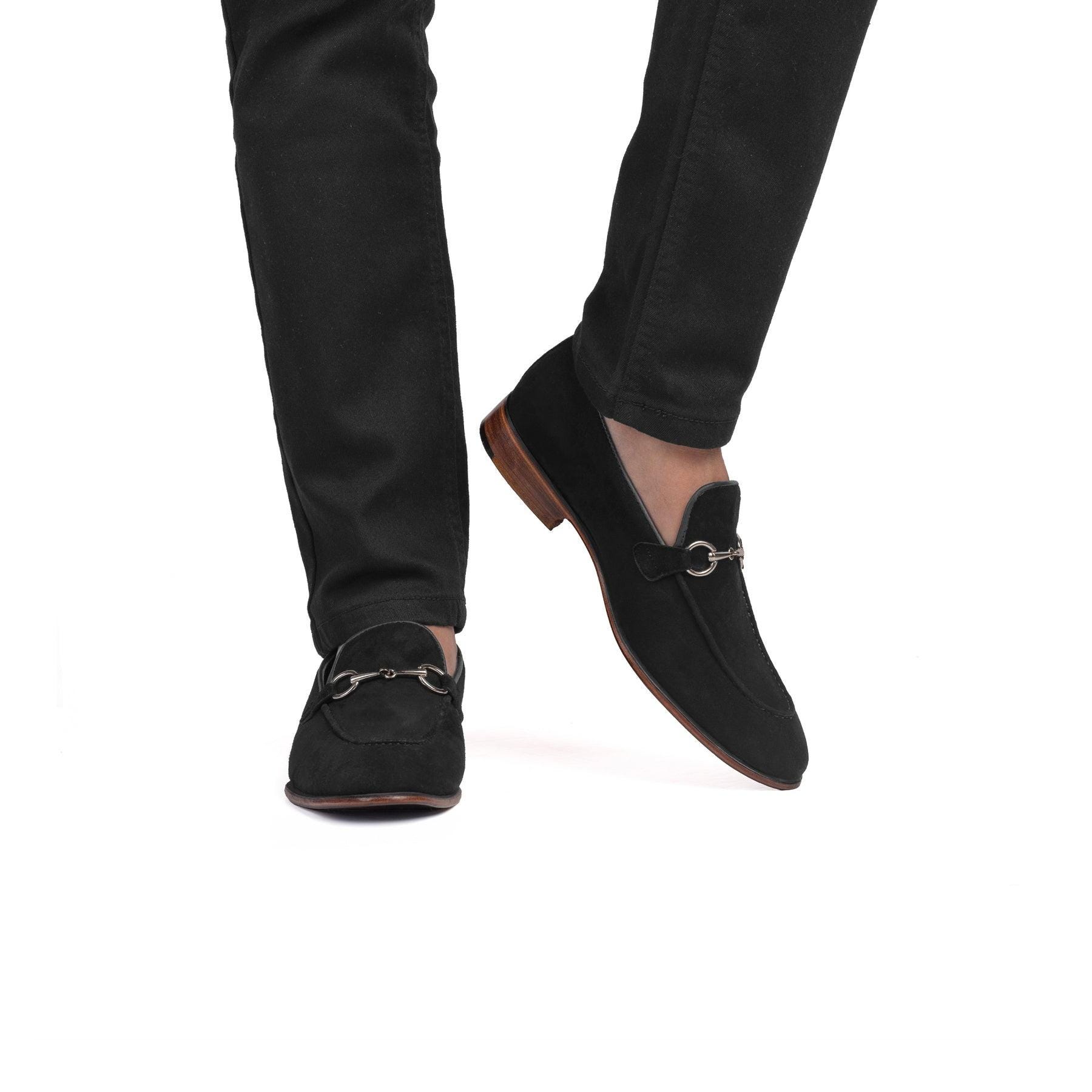 Men's Suede Loafers And Derby Shoes Black Footwear
